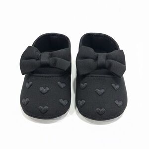Charming Black Heart Bow Baby Shoes